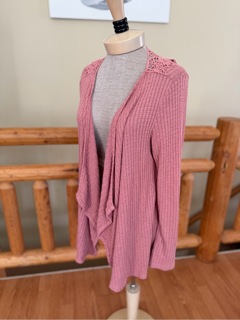 Knox Rose Mauve Crochet Back Boho Tunic Top Size Medium - Picture 4 of 8
